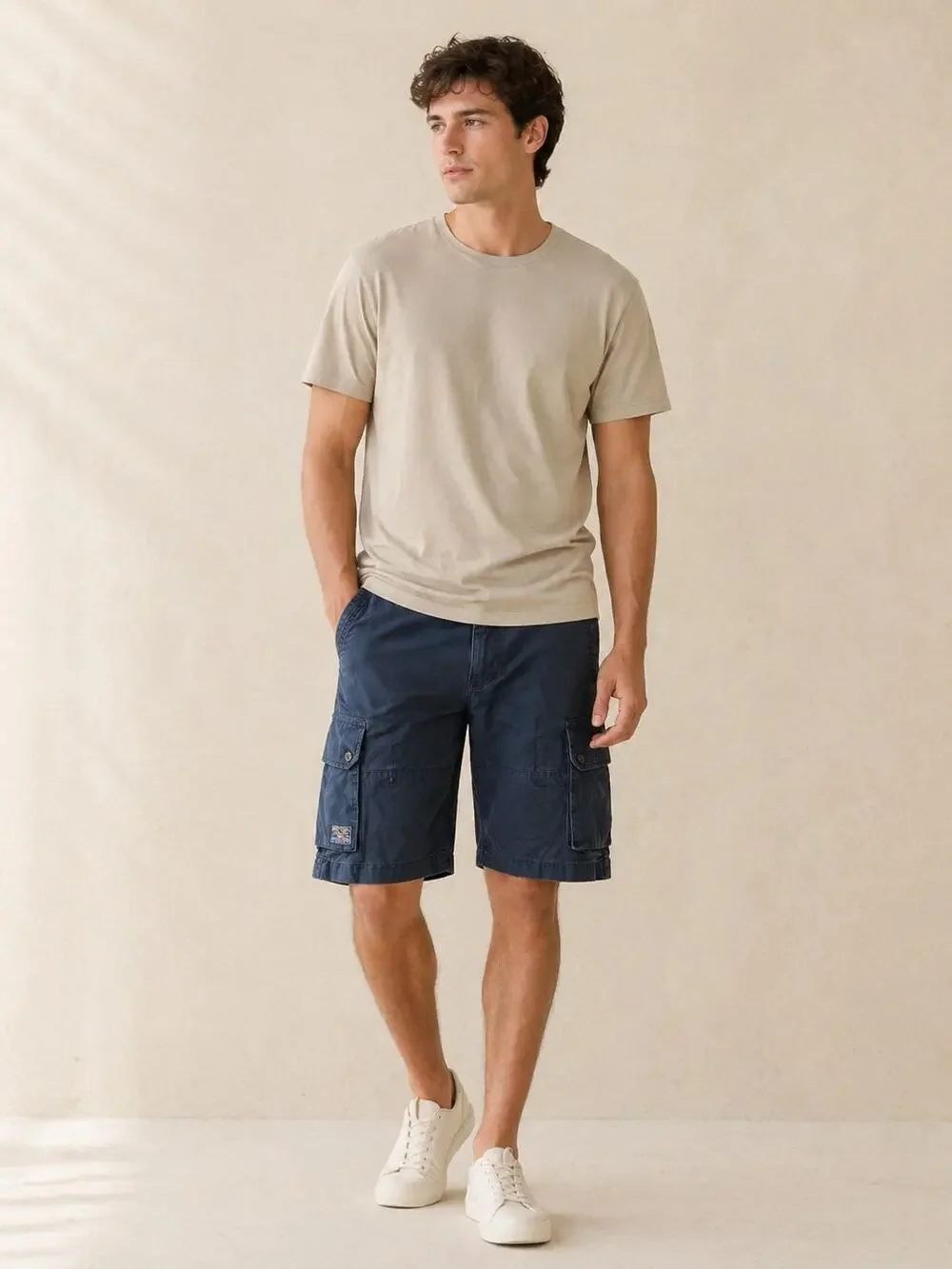 Navy Blue Rugged Cargo Shorts 32